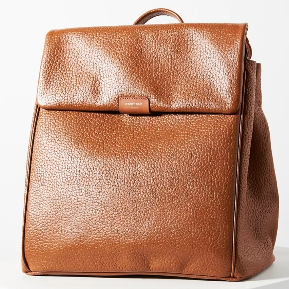 St. James Leather Diaper Bag Backpack - brown